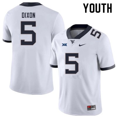 Youth West Virginia Mountaineers NCAA #5 Lance Dixon White Authentic Nike Stitched College Football Jersey RP15P33FM